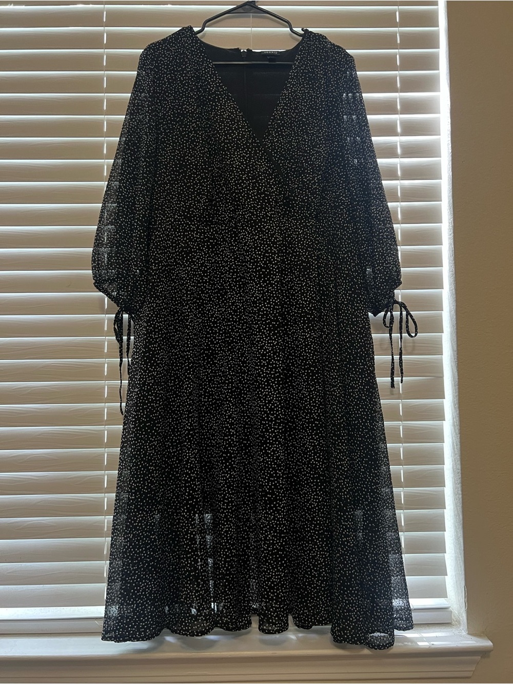 Torrid Black Midi Dress with White Micro Dots